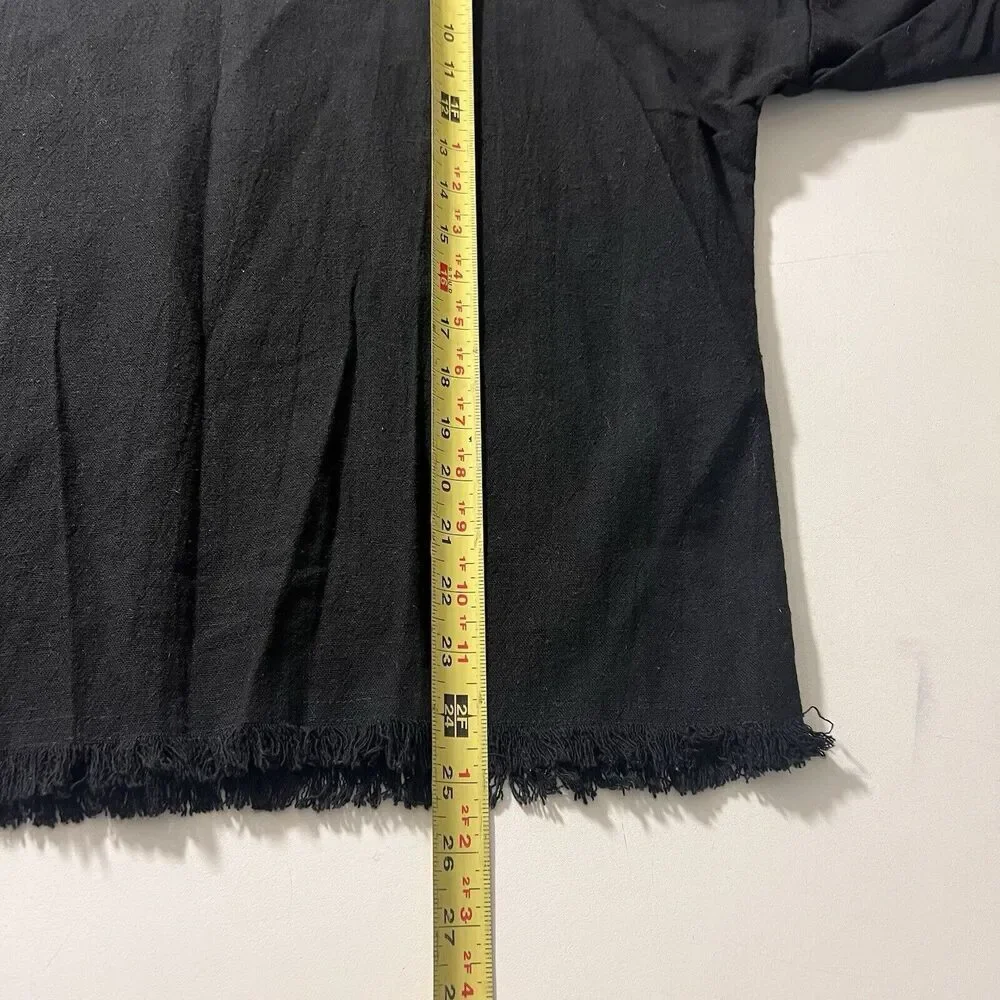 Mikoh Top Women’s M Black Minimalist Boxy Canvas Cotton Long‎ Sleeve - Picture 6 of 6